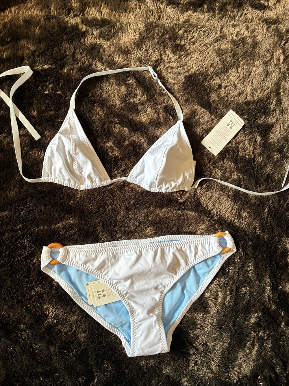 NWT MALIA MILLS WHITE BIKINI SZ 10 BOTTOMS SZ 34 TOP